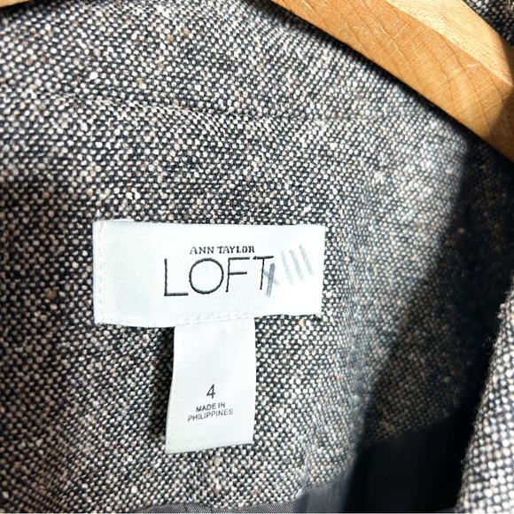 Ann Taylor LOFT Neutral‎ Wool Blend Tweed Business Casual Blazer Jacket 4 - Picture 7 of 7